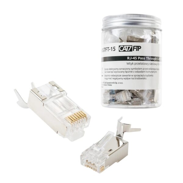 Spacetronik PT-RJ457FT-15_50 (5903031044805) | Βύσμα RJ45 κατηγορίας 7, Pass-Through, θωρακισμένο (FTP), 50τμχ